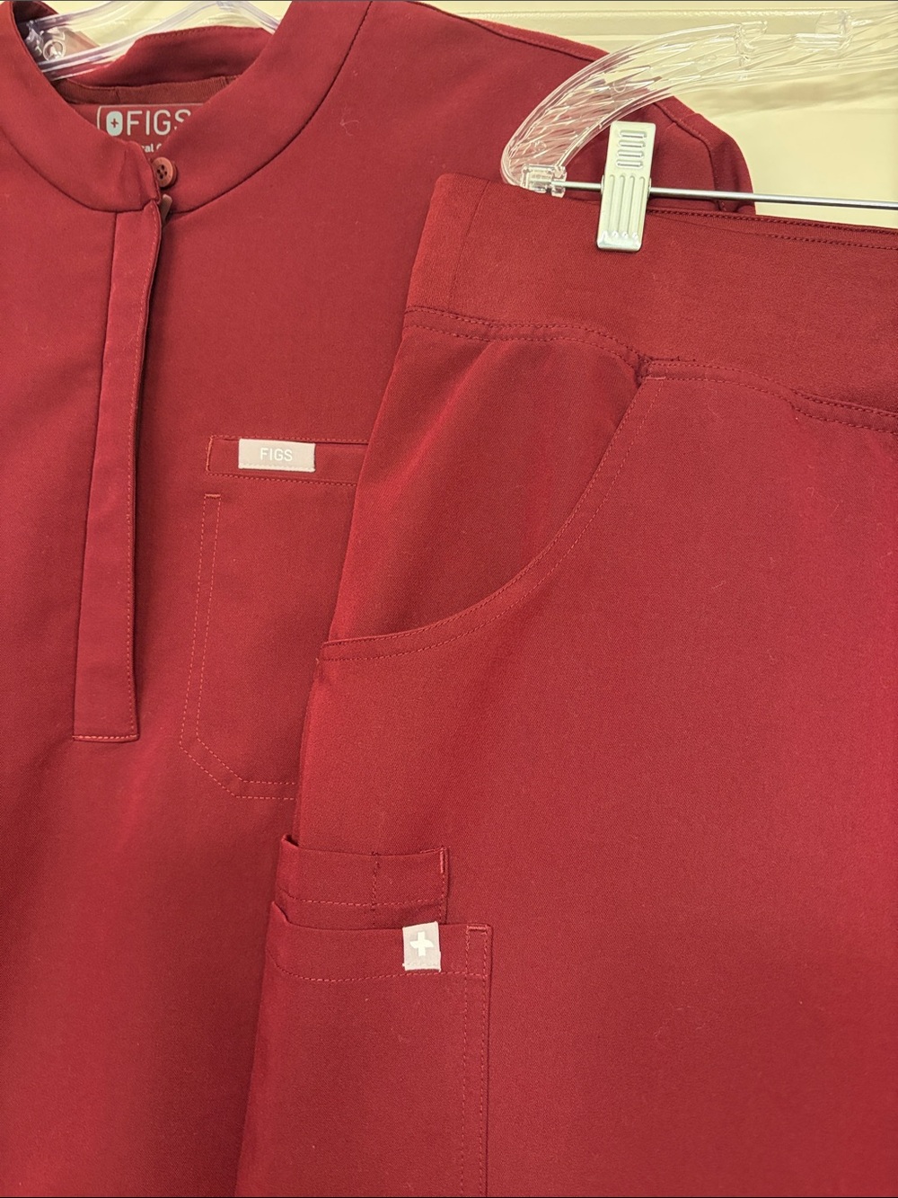 Figs Maroon Medical Scrub Top and Pants - Picture 3 of 6